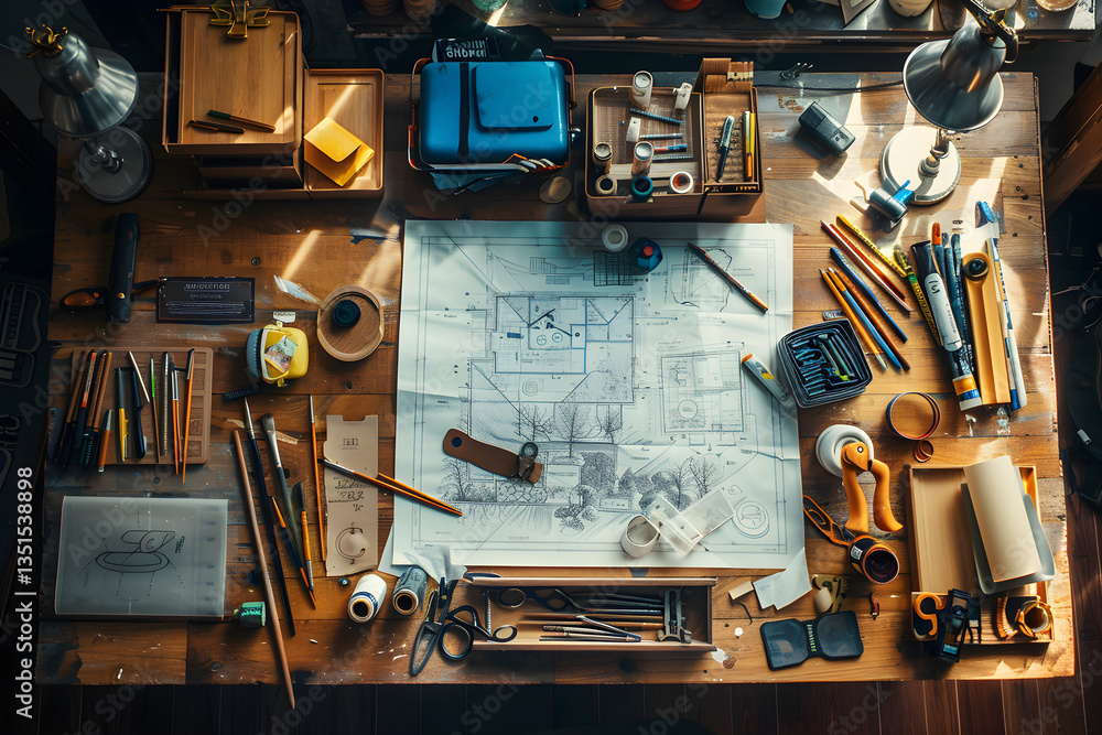 Breathtaking Image of a Typical At-Home DIY Project Setup Featuring a Vibrant Range of Crafting Tools and Materials Breathtaking Image of a Typical At-Home DIY Project Setup Featuring a Vibrant Range of Crafting Tools and Materials