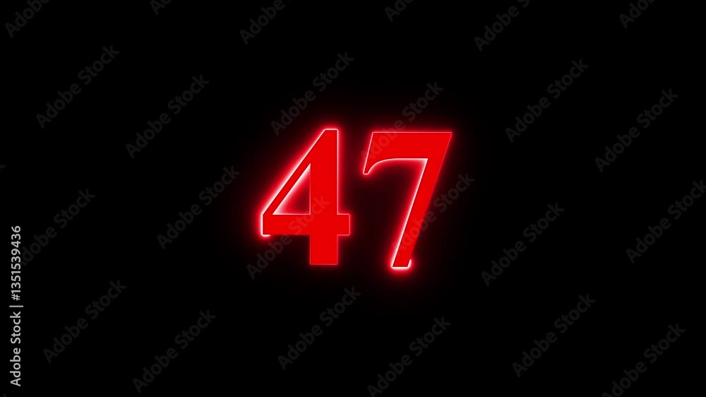 Neon text number 47 countdown icon background 4k animation . Neon dial 47 icon glowing black background animation, with Bright neon glowing number 47. Neon text number 47 countdown icon background 4k animation . Neon dial 47 icon glowing black background animation, with Bright neon glowing number 47.