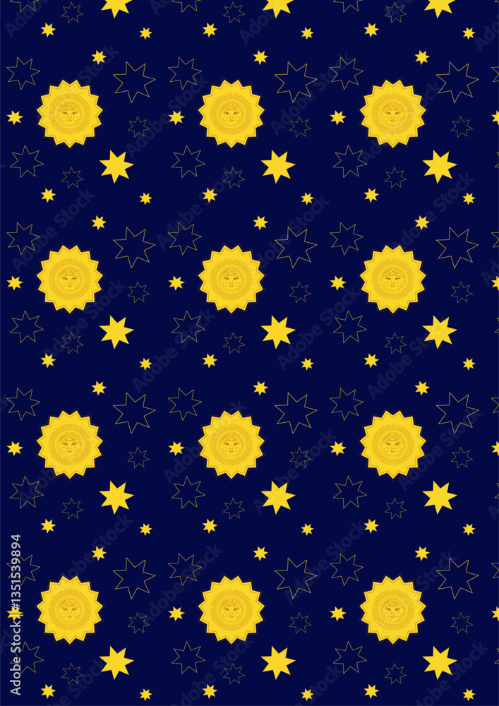 Sun and stars seamless pattern Sun and stars seamless pattern