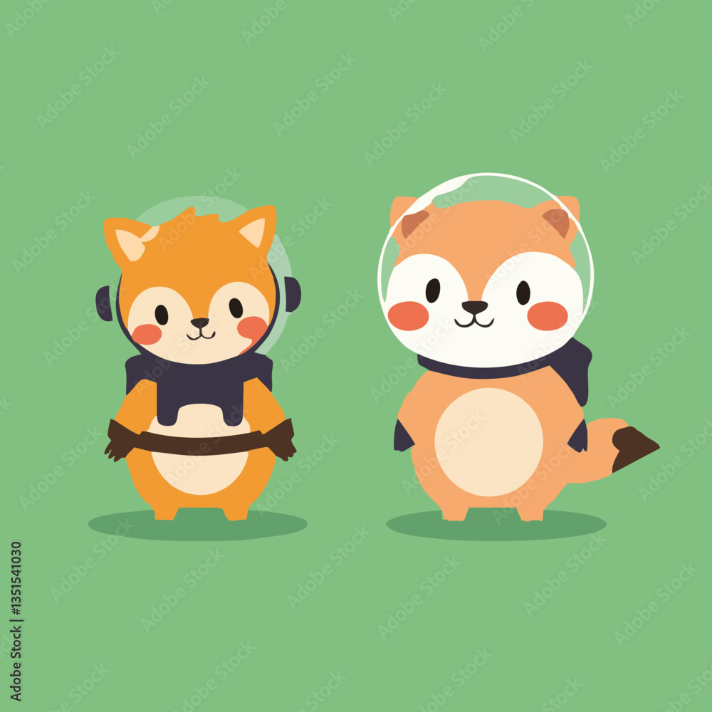 Cute Astronaut Animals Vector Illustration Cute Astronaut Animals Vector Illustration