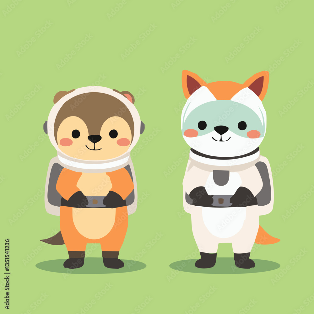 Minimalist Space Animals Clipart