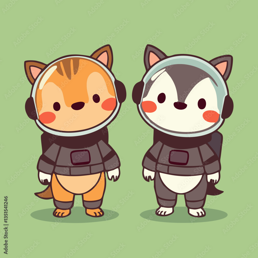 Fototapeta premium Minimalist Space Animals Clipart
