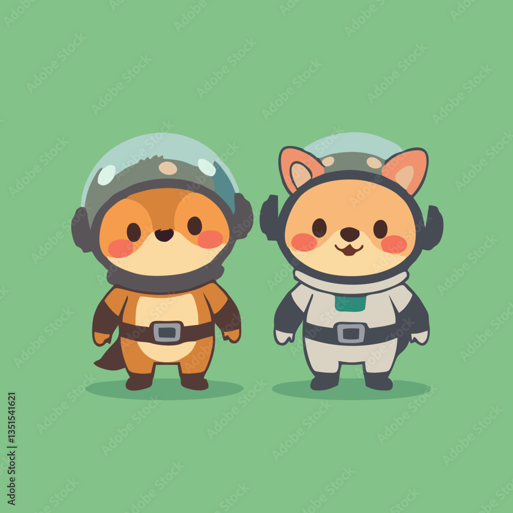 Fototapeta premium Minimalist Space Animals Clipart