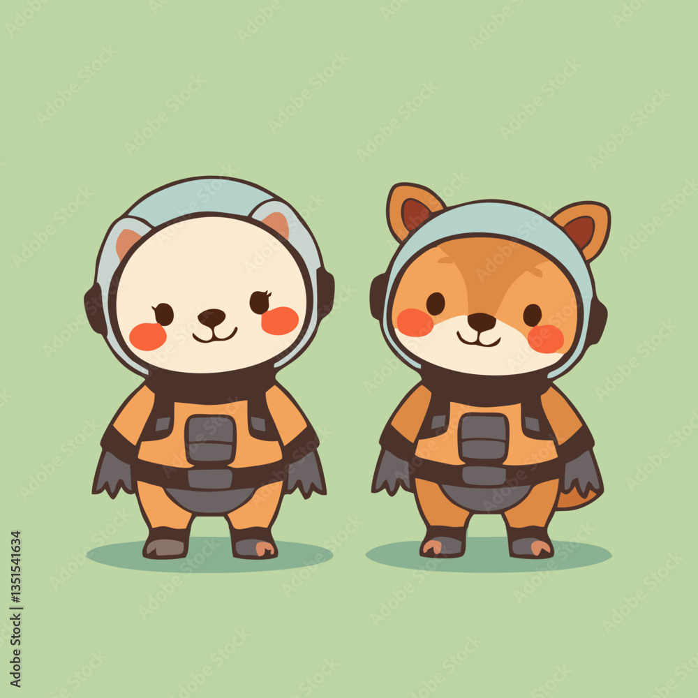 Fototapeta premium Minimalist Space Animals Clipart