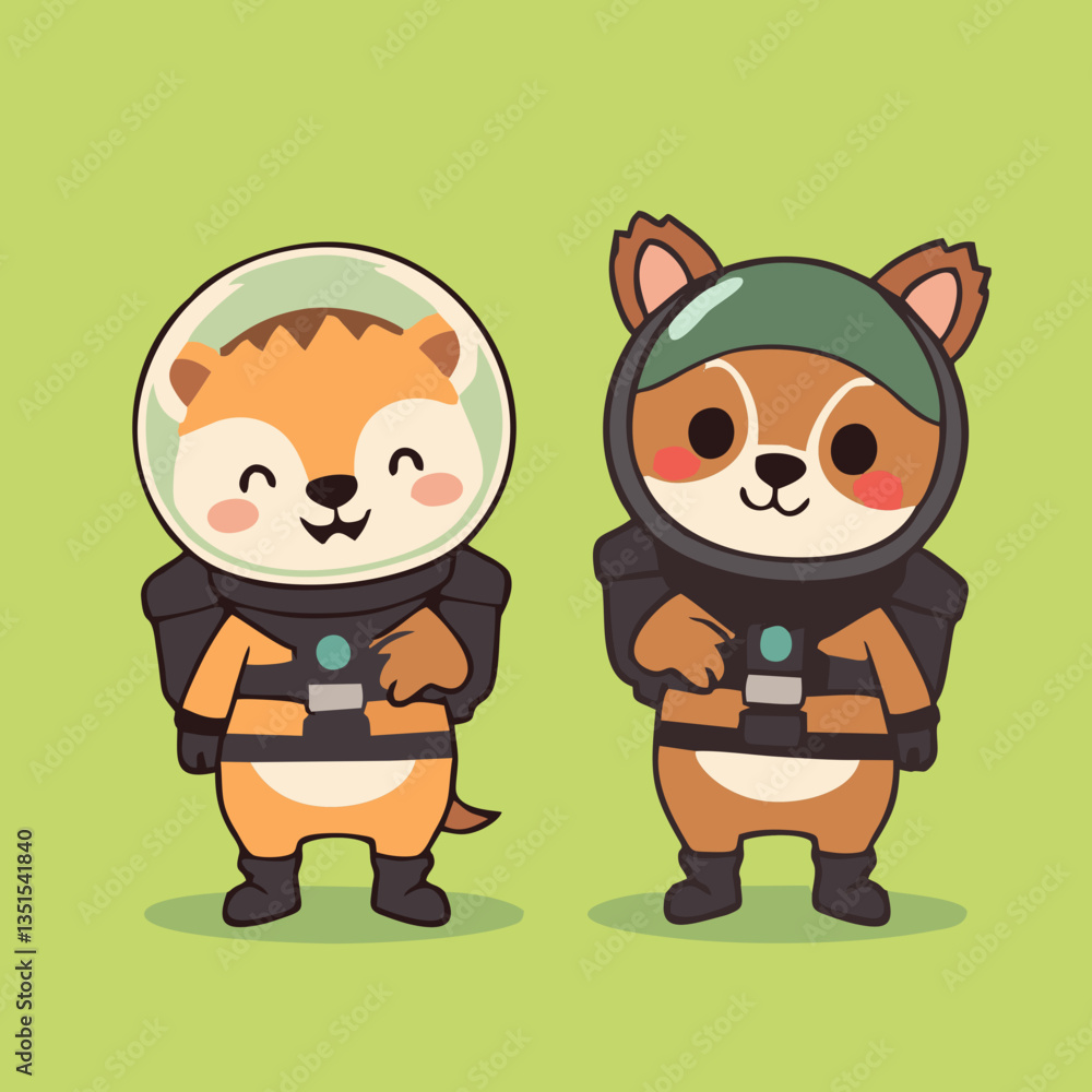 Fototapeta premium Minimalist Space Animals Clipart