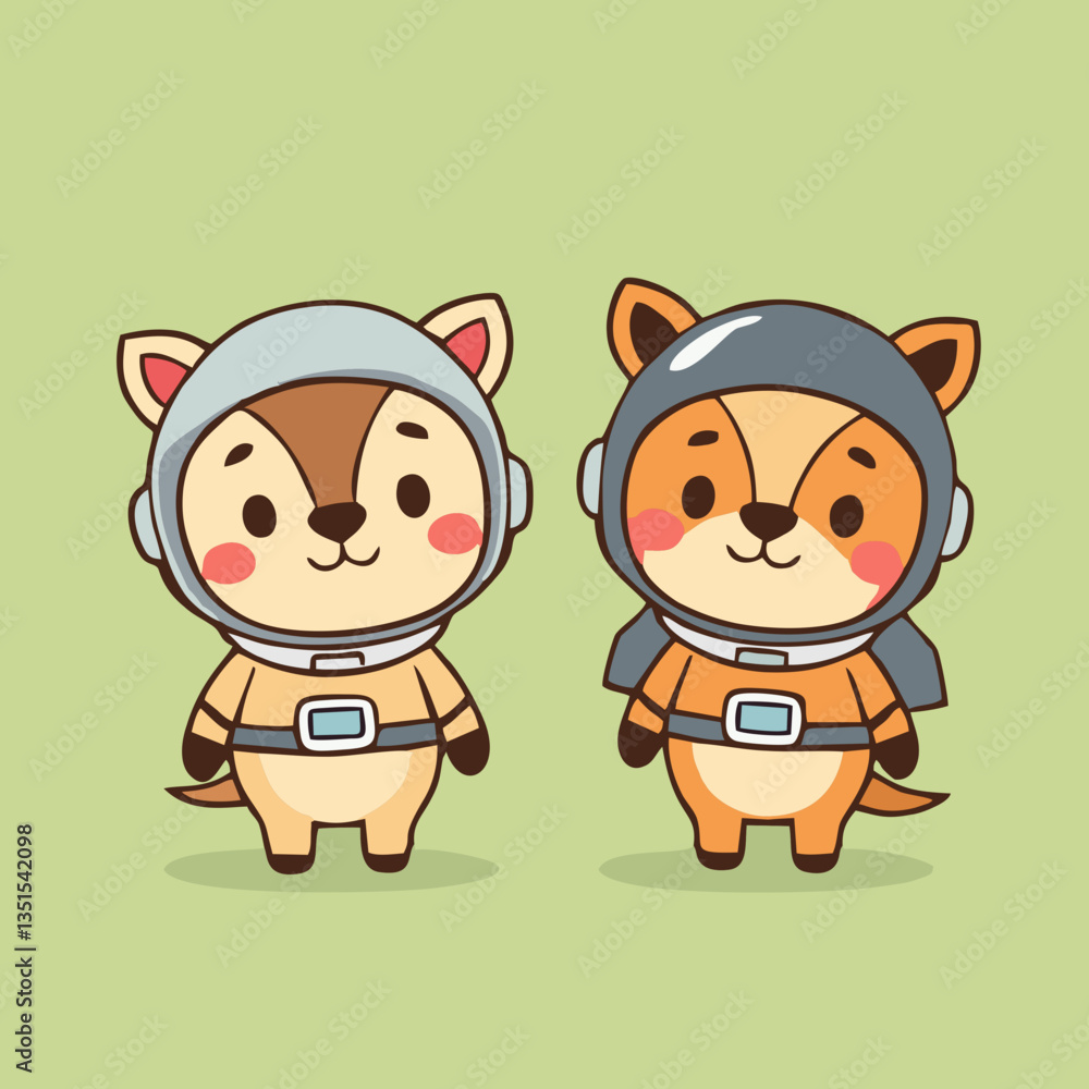 Fototapeta premium Minimalist Space Animals Clipart