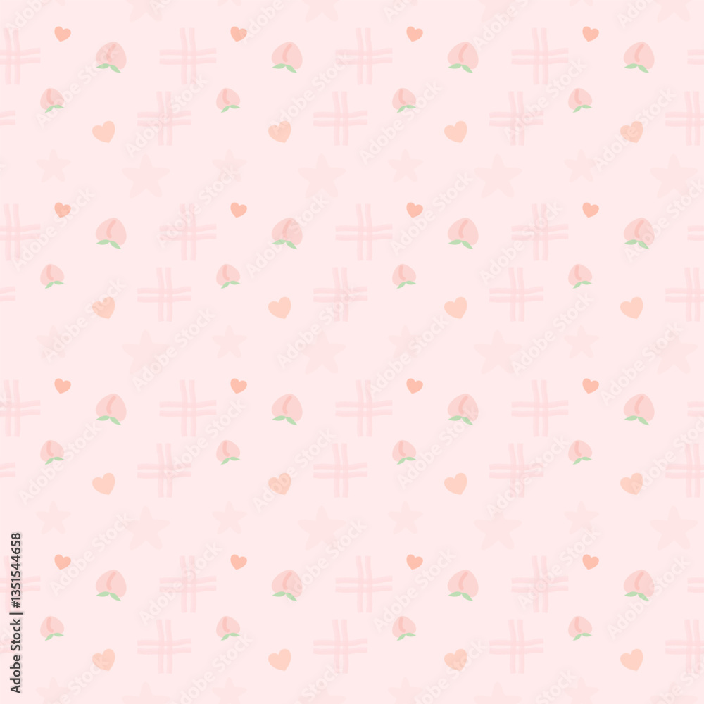 seamless pattern with flowers and peach seamless pattern with flowers and peach
