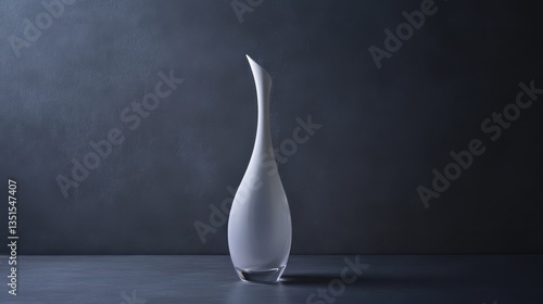 An elegantly shaped white vase stands alone against a dark background, highlighting its sleek lines and contemporary design, perfect for stylish home decor