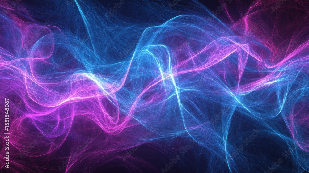 Fototapeta premium Colorful abstract light waves create a vibrant display in a dark background