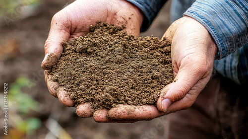 Close-up of Hands Holding Rich Soil: A Symbol of Nature's Bounty