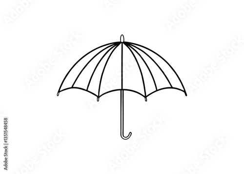 Silhouette of an umbrella isolated on a white background