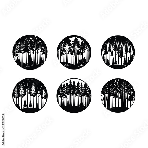 Green Forest Vector Illustration for Nature and Landscape Designs