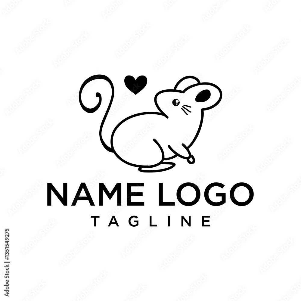 Obraz premium loving mouse symbol expressing warmth and connection through design a mouse with a heart in its design, highlighting love and warmth relevant to a family brand