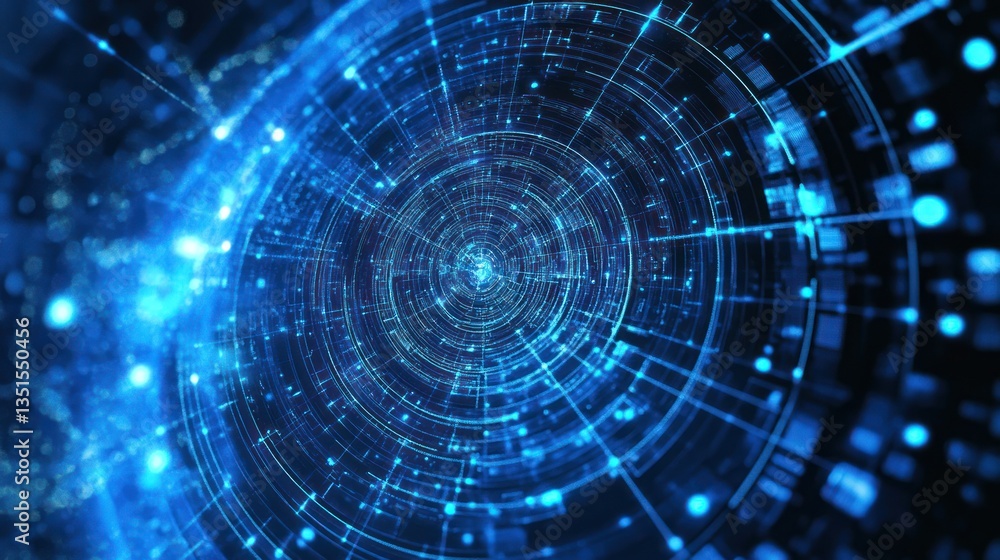 Abstract digital tunnel, glowing blue lines, technology background Abstract digital tunnel, glowing blue lines, technology background
