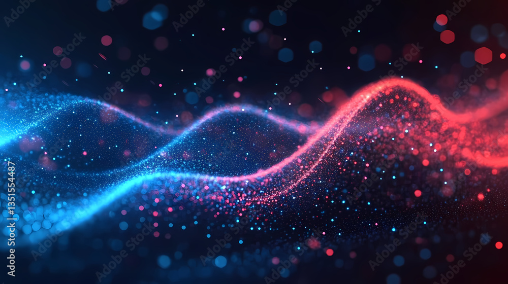 Obraz premium Blue and Red Light Waves on Dark Background