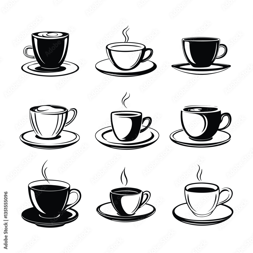 Silhouette designs for coffee and tea enthusiasts clipart Silhouette designs for coffee and tea enthusiasts clipart