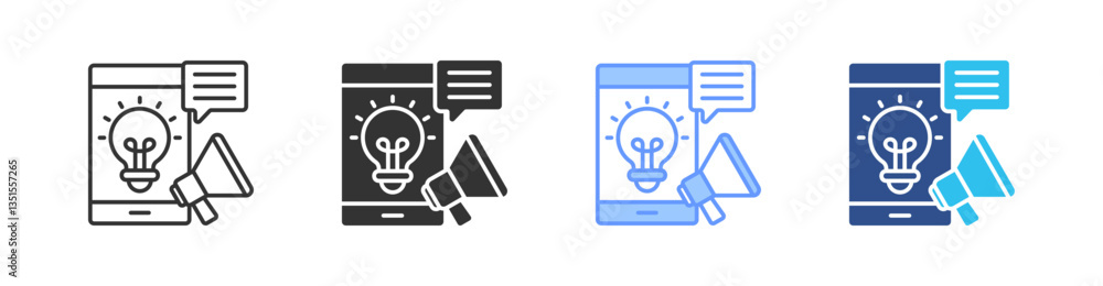Promotion Application Multi Style Icon Set Vector Promotion Application Multi Style Icon Set Vector