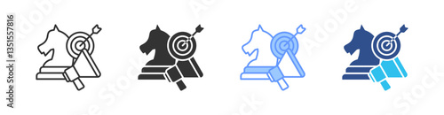 Marketing Strategy Multi Style Icon Set Vector 