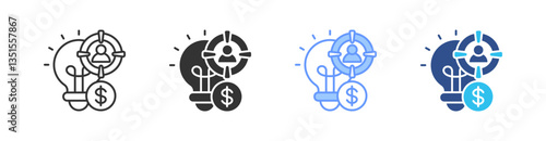 Buyer Persona Multi Style Icon Set Vector 