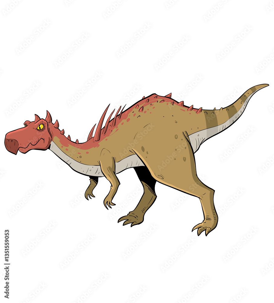 Fototapeta premium brown dinosaur with big spikes on back 