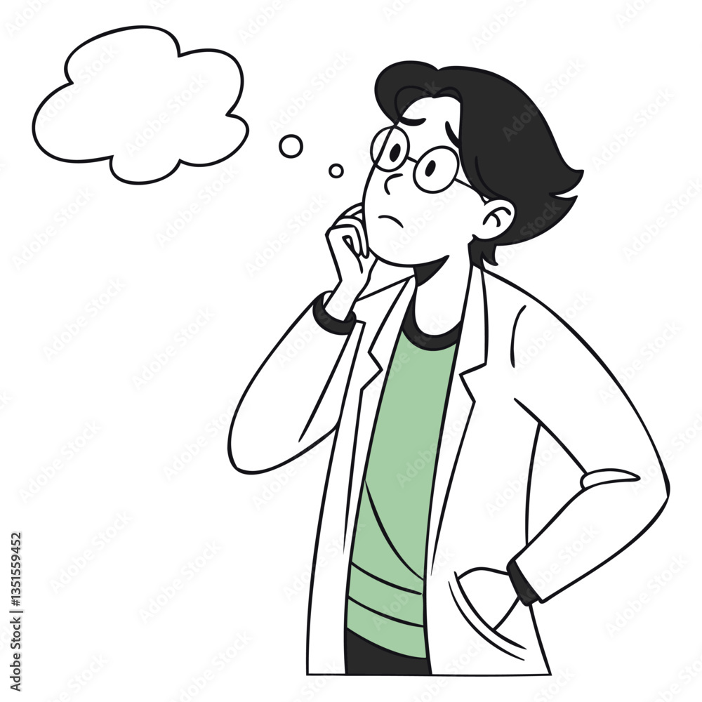 Thinking Man with Thought Bubble Vector Illustration Thinking Man with Thought Bubble Vector Illustration