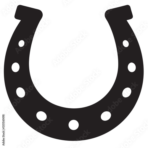 Horseshoe icons. Black silhouettes llustration of horseshoes on white background. Lucky horseshoe symbols collection stock vector. 