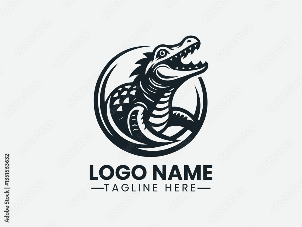 crocodile silhouette in dynamic pose. Wildlife predator logo concept crocodile silhouette in dynamic pose. Wildlife predator logo concept