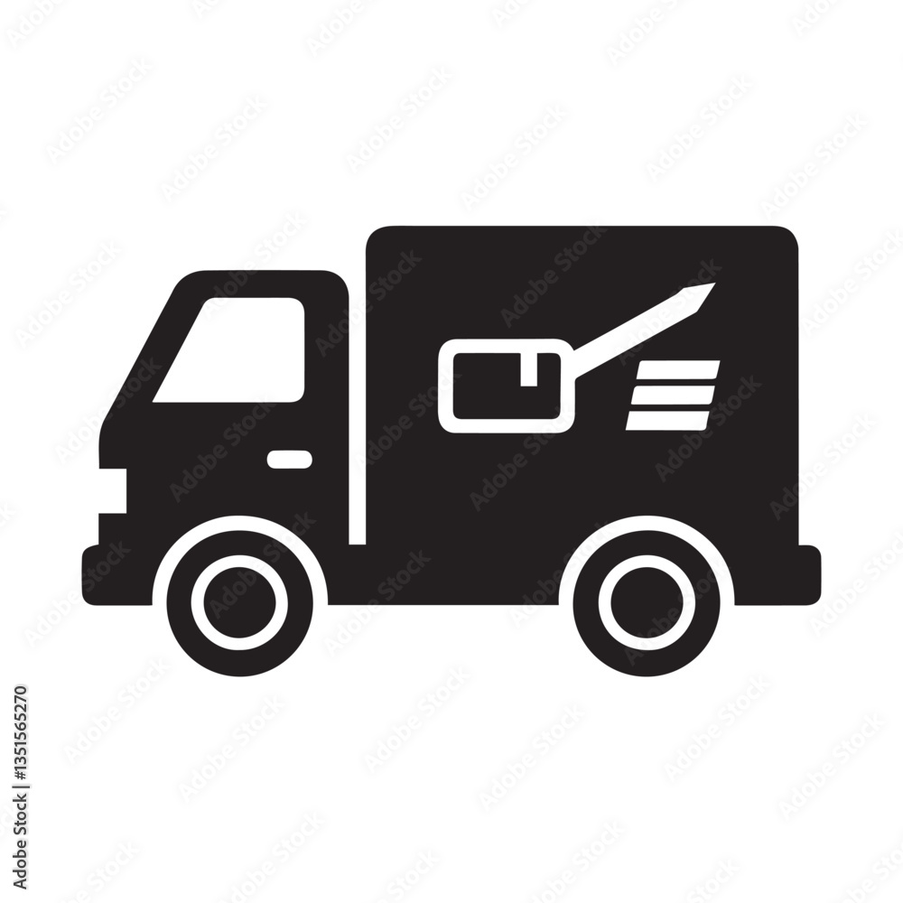 Vector illustration of a delivery truck icon on a white background Vector illustration of a delivery truck icon on a white background