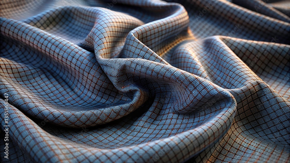 Fototapeta premium Gray Textured Fabric Background, Subtle Checkered Grid, Close Up Photography, High Resolution Texture