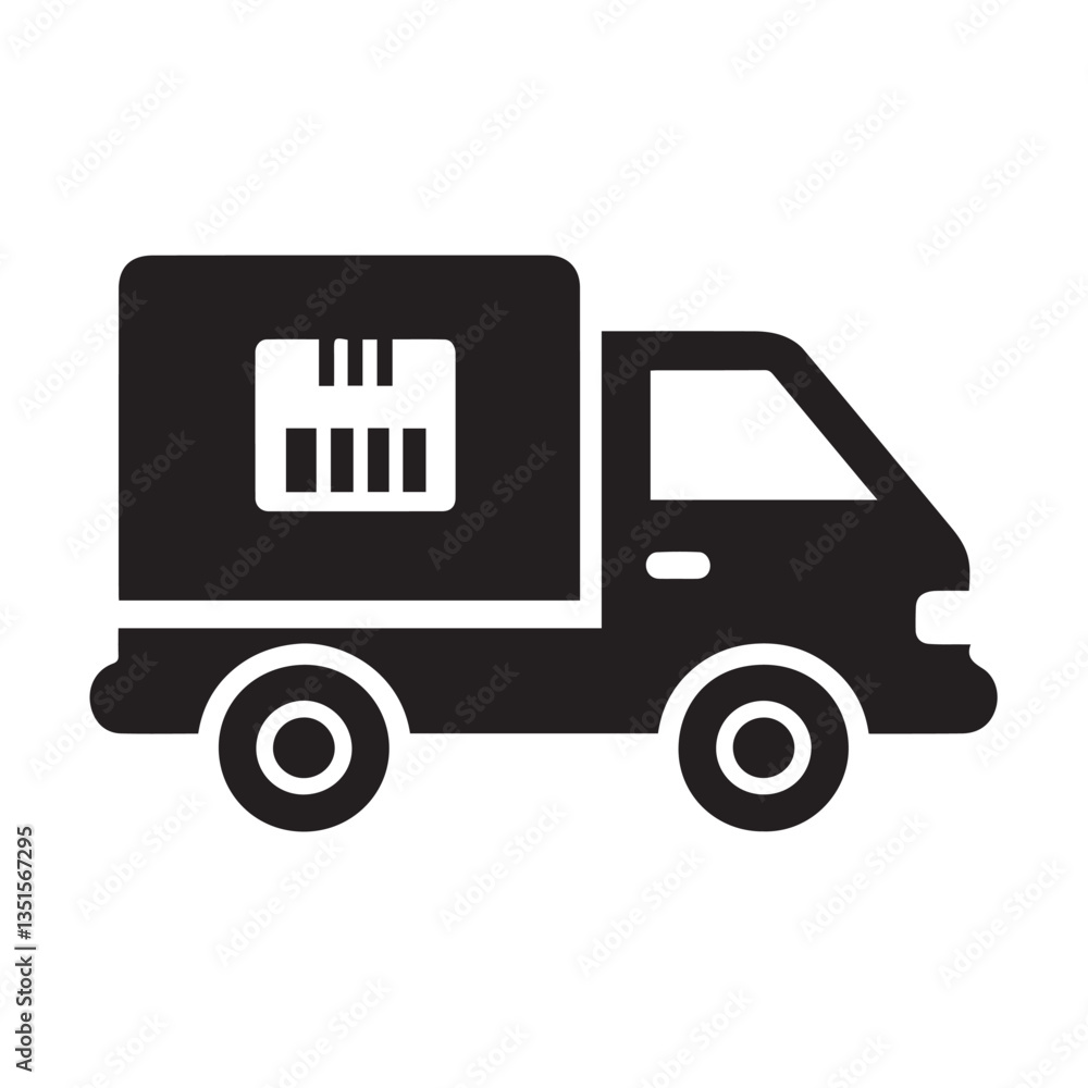 Vector illustration of a delivery truck icon on a white background Vector illustration of a delivery truck icon on a white background