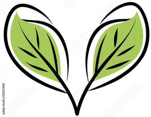 Fresh leaves 2 branches Vector
