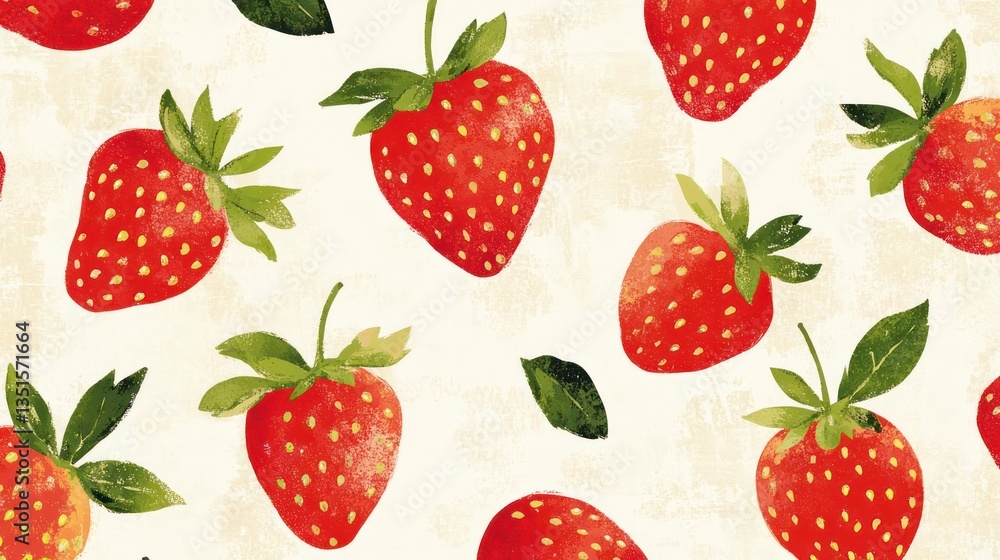Fresh Strawberry Pattern on Cream Background (6) Fresh Strawberry Pattern on Cream Background (6)
