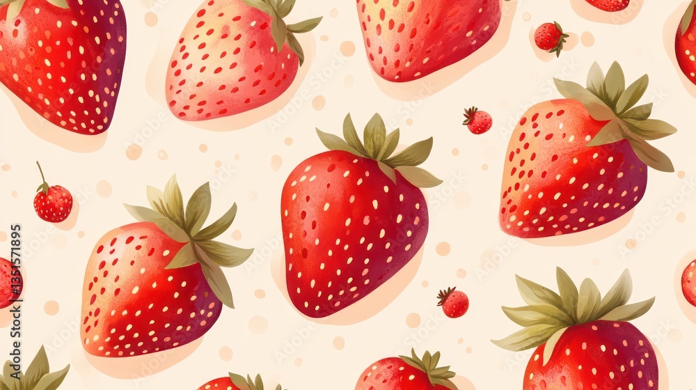 Fresh Strawberries Pattern on Pastel Background (3) Fresh Strawberries Pattern on Pastel Background (3)