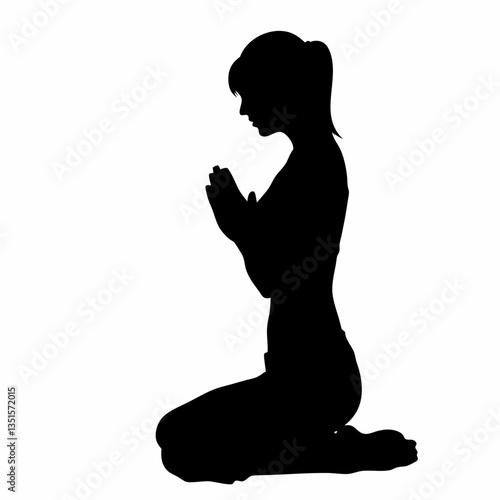Praying women silhouette 