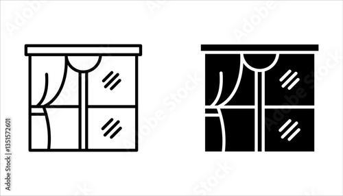Vector set with windows for houses. Line icons windows for use in your design. Icons set of windows different types. Windows for the veranda.