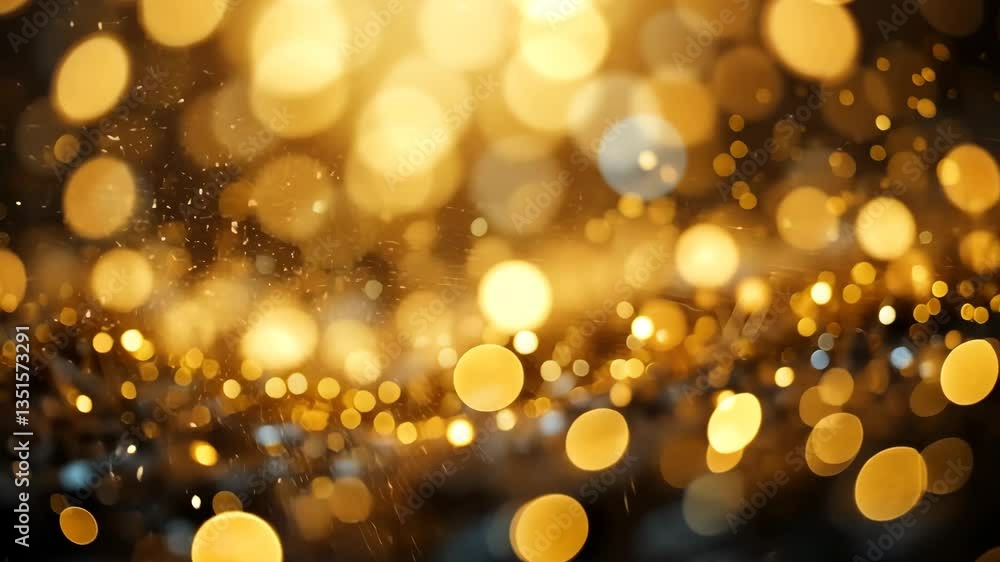 Abstract Golden Bokeh Light Particles Floating In Dark Background with Blurred Sparkle Texture Abstract Golden Bokeh Light Particles Floating In Dark Background with Blurred Sparkle Texture