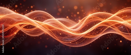 Warm Orange Glowing Waves with Sparkles on a Dark Background
