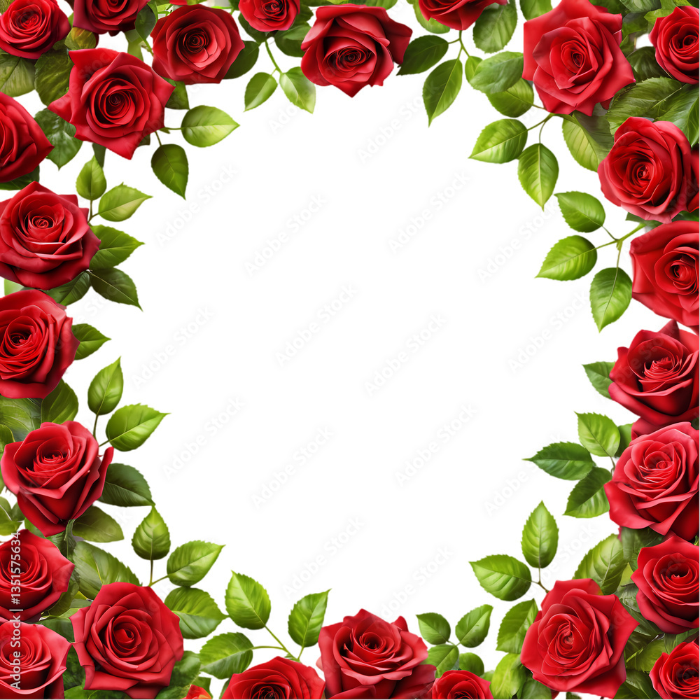 Red Rose Border Frame Floral Background isolated on transparent background Red Rose Border Frame Floral Background isolated on transparent background