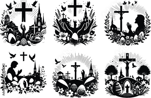 Easter Sunday Silhouette Vector Design