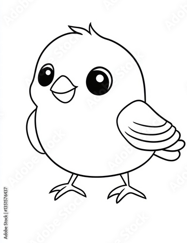 Cute Chick Illustration: An adorable illustration of a fluffy chick with big, expressive eyes and a joyful smile. Perfect for conveying innocence and happiness.