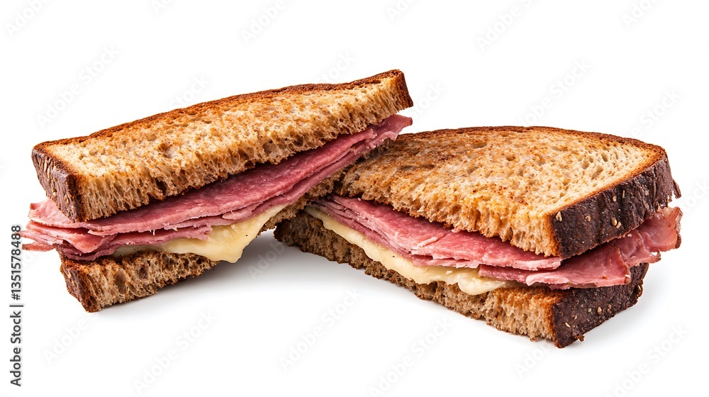 Satisfying grilled sandwich filled with bacon and melted cheese image Satisfying grilled sandwich filled with bacon and melted cheese image
