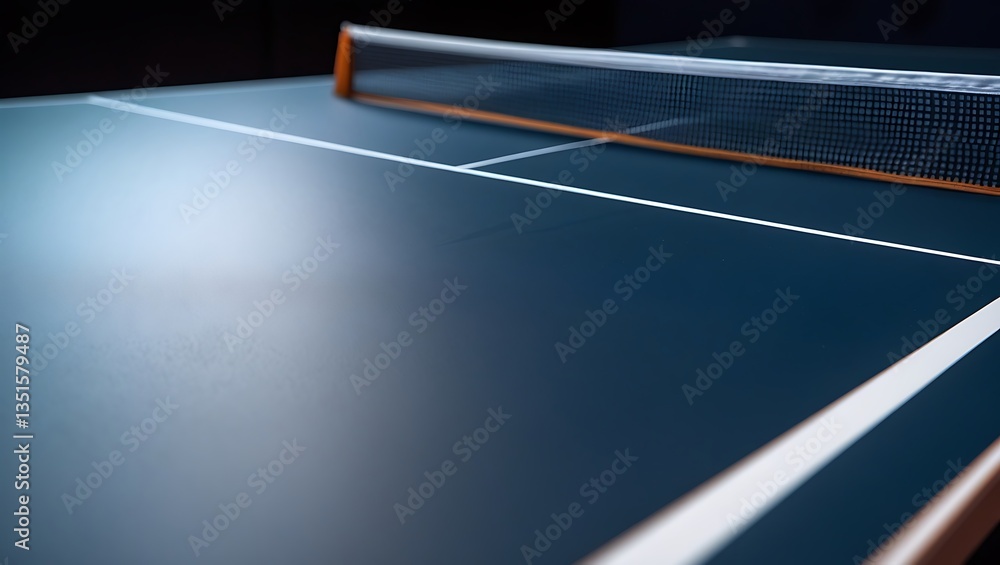 Serve and Strive: Close-up view of an indoor ping-pong table ready for a lively game, inviting players to a competitive match, where skill and strategy merge seamlessly. Serve and Strive: Close-up view of an indoor ping-pong table ready for a lively game, inviting players to a competitive match, where skill and strategy merge seamlessly.