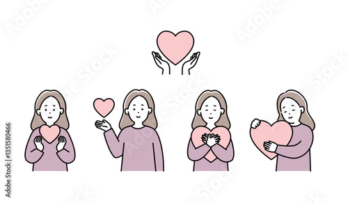 ハートを持つ女性_セット