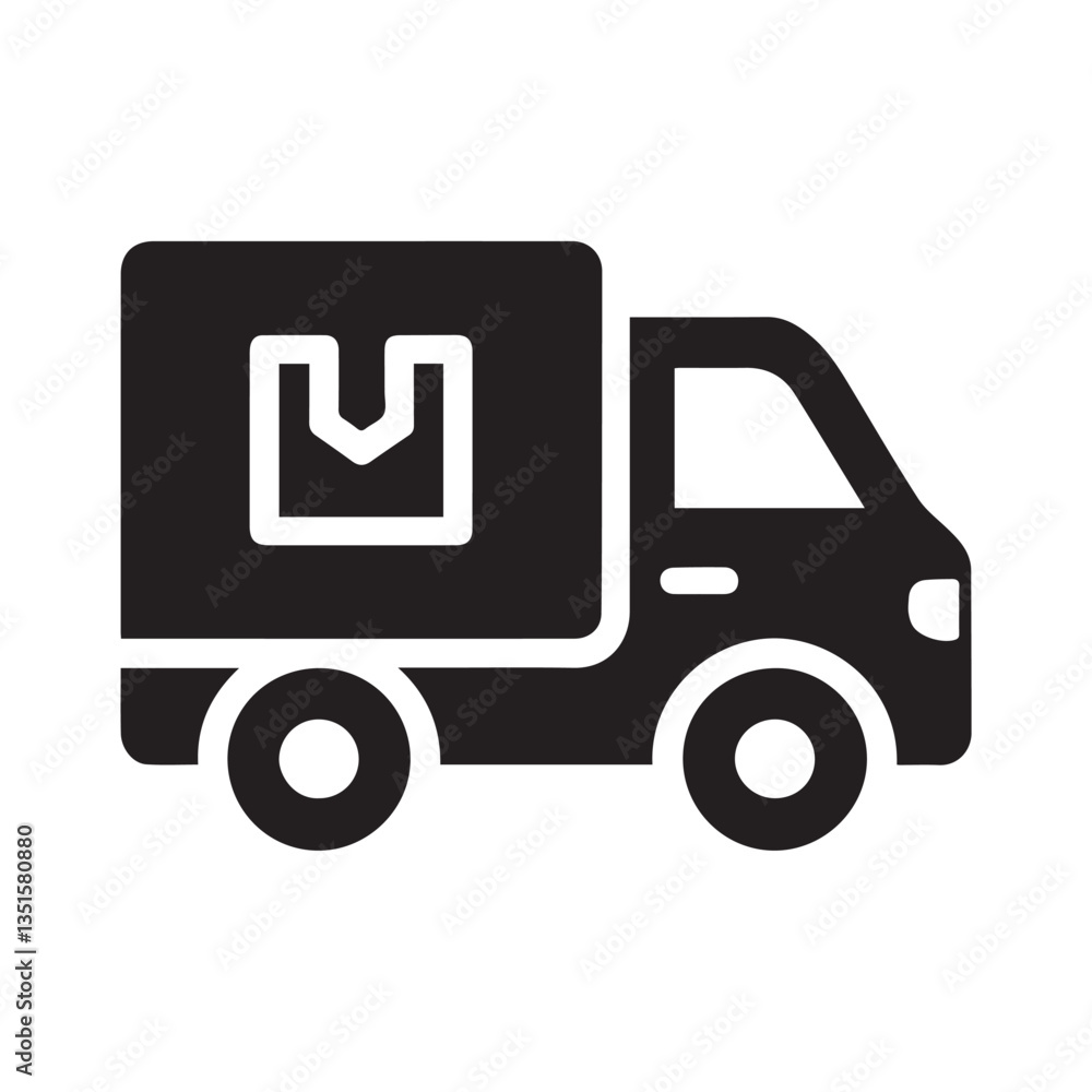 Vector illustration of a delivery truck icon on a white background Vector illustration of a delivery truck icon on a white background