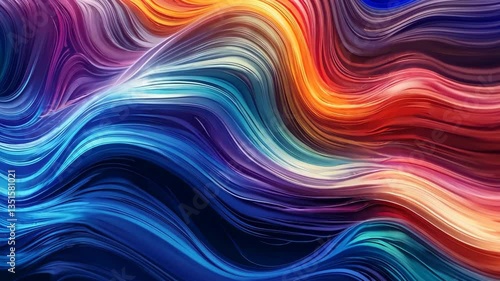 Wallpaper Mural Abstract Multicolored Wavy Patterns Digital Art With Bright Blue Orange Purple Hues For Backgrounds Torontodigital.ca