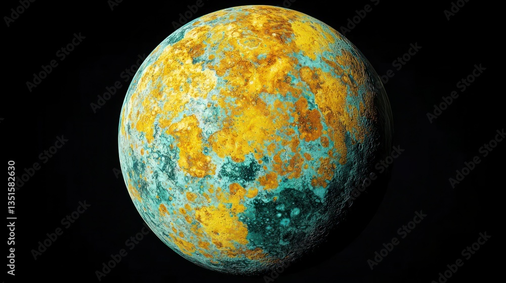 Vibrant Planet with Unique Surface Patterns in Space Vibrant Planet with Unique Surface Patterns in Space