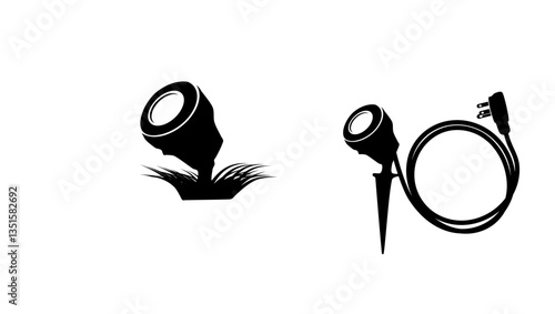 LED Outdoor Spotlight for New year Plug in Spot, black isolated silhouette