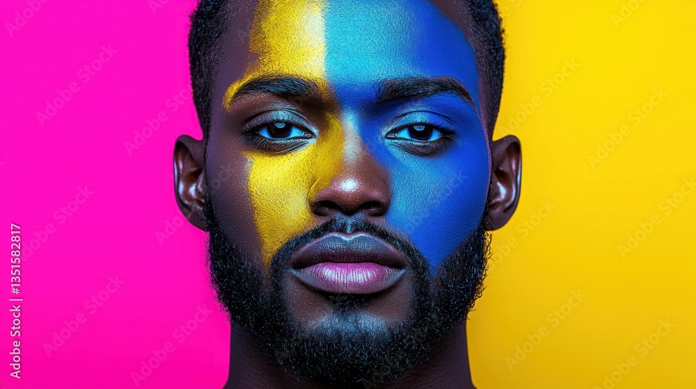 Vibrant Portrait of a Man with Artistic Face Paint Vibrant Portrait of a Man with Artistic Face Paint
