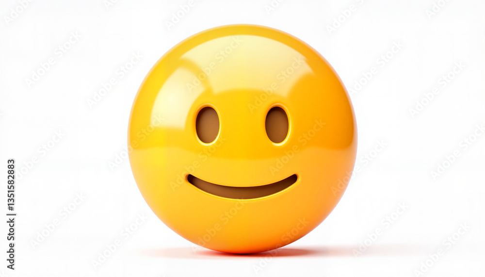 Fototapeta premium Friendly orange emoji smiling on white background, conveying happiness
