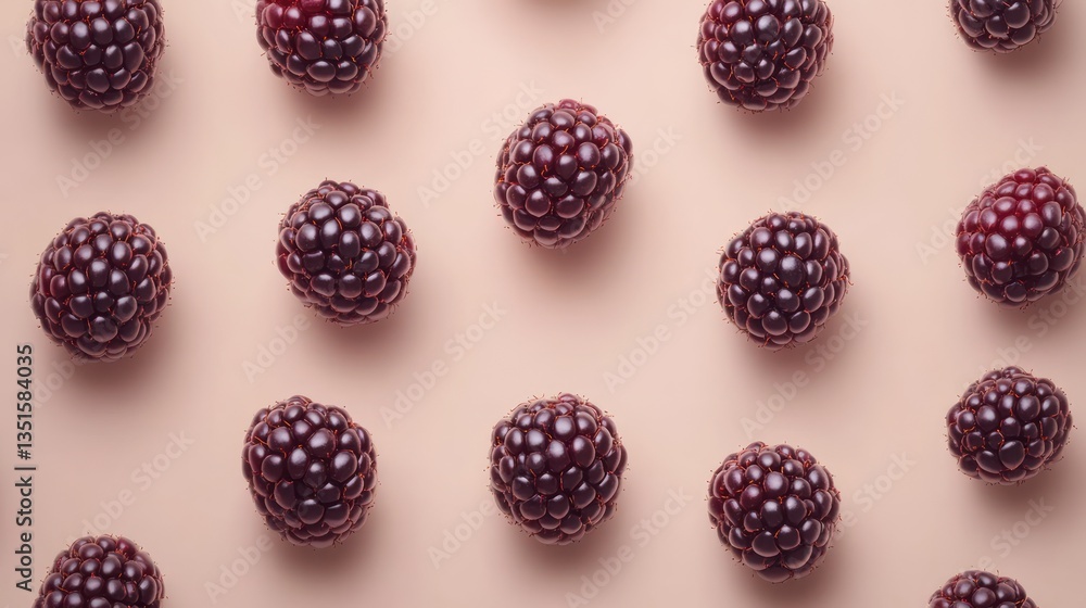 Blackberries arranged on blush background Blackberries arranged on blush background
